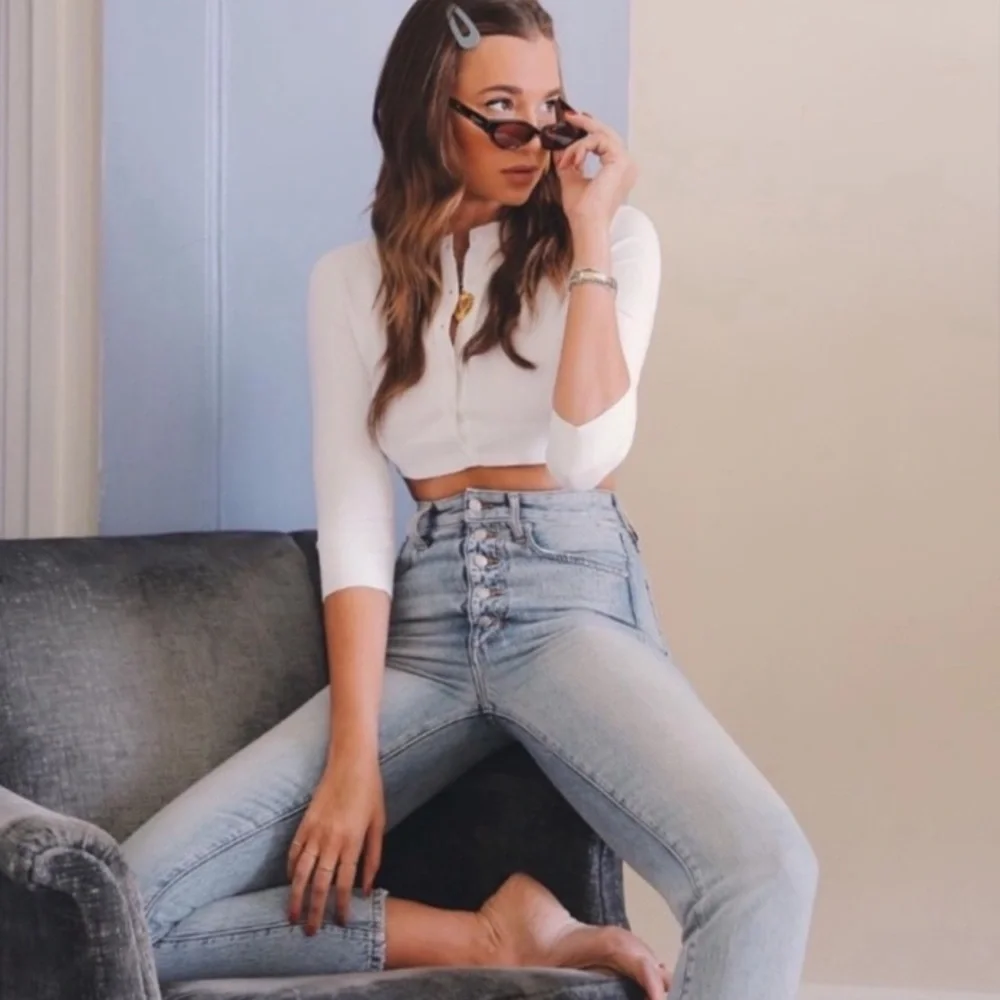 WeWoreWhat by Joes Jeans The Danielle High Rise Button Fly Vintage Wash Jeans 24 - Picture 2 of 11